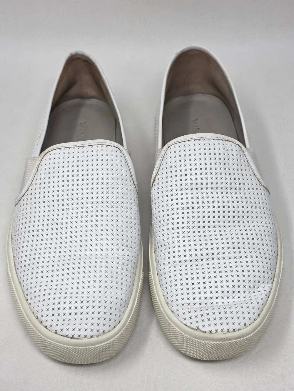 Vince Blair Perforated Leather Slip-On White Sneakers Women Size US 6.5 EU 36.5